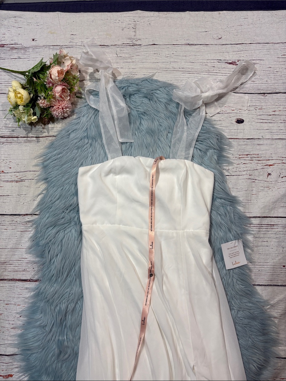 NWT Lulus Radiant Romance White Tie-Strap Maxi Dress - Picture 7 of 9